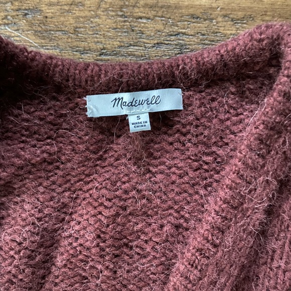 Balloon-Sleeve Cardigan Sweater in Burgundy - Picture 3 of 4